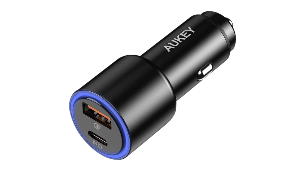AukeyDualPort - Acceleramota Cheap car accessories: Aukey dual USB-C/USB-A LED car charger